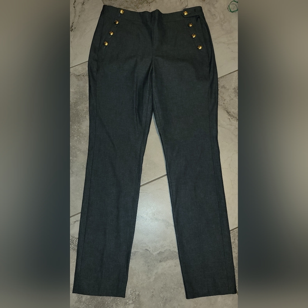 Banana Republic Chambray Sailor Pants Gold Button Detail Sz 6‎ Long